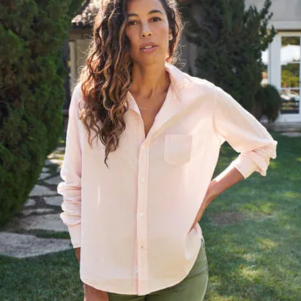 Frank & Eileen - Soft Pink Cotton Voile Eileen Shirt - Size S